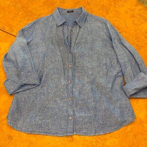 Jaeger Linen Blue Blouse Size 18